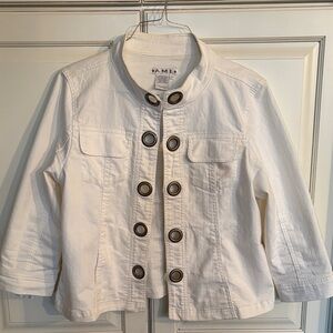 A.M.I white jean jacket with grommets